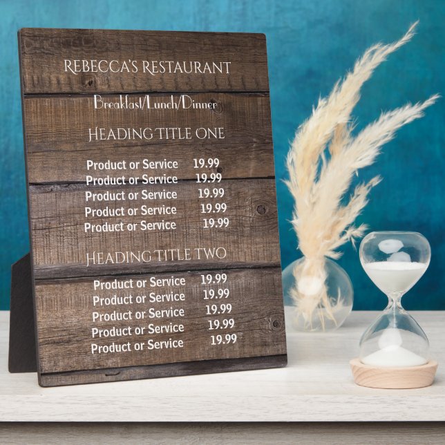 Einfache Rustikale Holzpreise/Service-Plaque Fotoplatte (Seite)