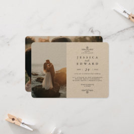 Einfache rustikale Kraft 2 Fotos Hochzeit Einladung