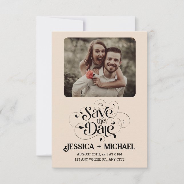 Einfache Rustikale Minimal Elegant Hochzeit Save The Date (Vorderseite)