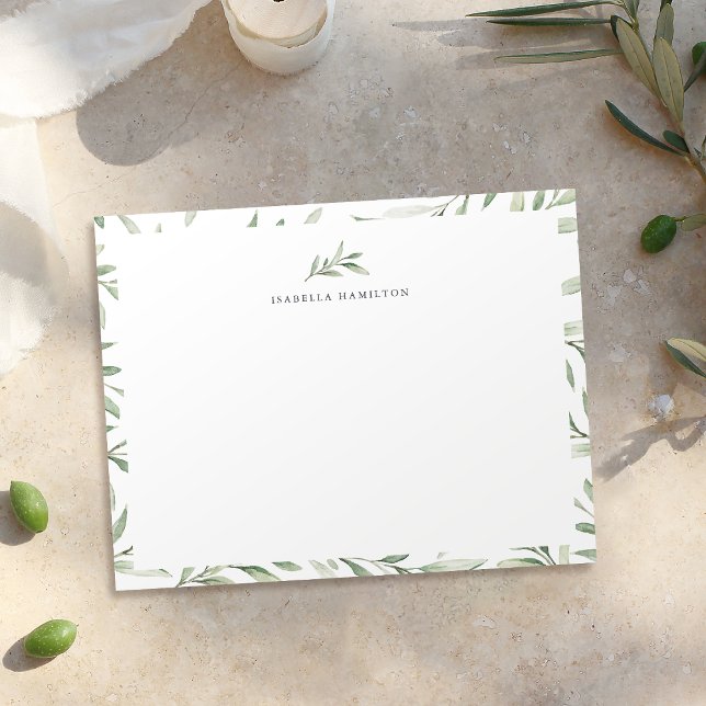 Einfache rustikale Vegetation Personalisiert Stati Mitteilungskarte (Simple rustic greenery Personalized Stationery Note Card)
