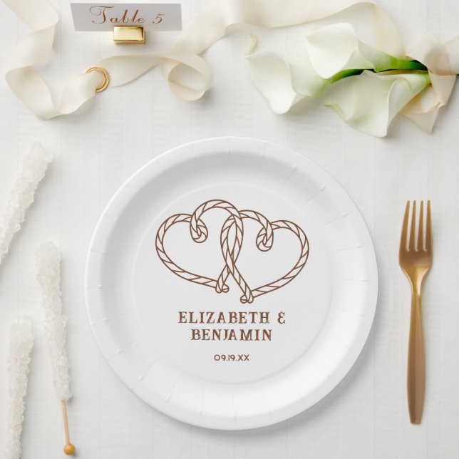 Einfache rustikale westliche Seilherzen Hochzeit  Pappteller (Hochzeit)