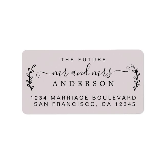 Einfache rustikale Zukunft Mr. Wedding Rücksendead Adressaufkleber (Vorne)