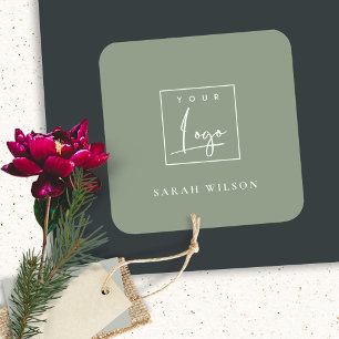 Einfache Saga Green Custom Werbeunternehmen Logo Quadratischer Aufkleber