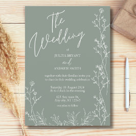 Einfache Saga Grün trendige Hochzeit Einladung