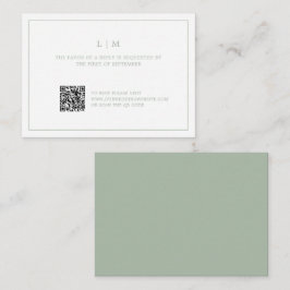 Einfache Sage Green Monogram Budget Hochzeit RSVP Mitteilungskarte