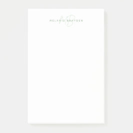 Einfache Sage Grün Minimalistisch zwei Monogrammna Post-it Klebezettel