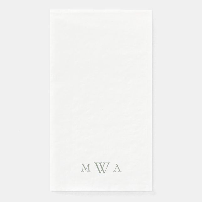 Einfache Sage Monogram White Paper Handtücher Serviette (Vorderseite)