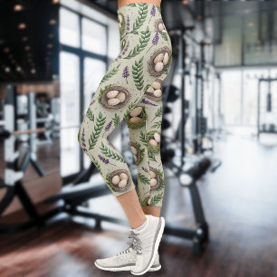 Einfache Salbeigrüne Ostereier Lavendel-Nest Capri Leggings