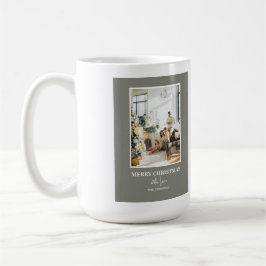 Einfache Salbeigrüne Weihnachtsfoto Kaffeetasse