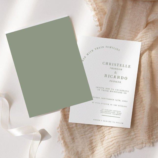 Einfache salp-grüne minimalistische Hochzeitseinla Einladung (Von Creator hochgeladen)