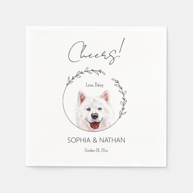 Einfache Samoyed Dog Wedding Cocktail Serviette (Vorderseite)