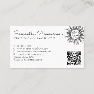 Einfache Saubere Frau Himmels-Sonne-Gesicht QR-Cod Visitenkarte