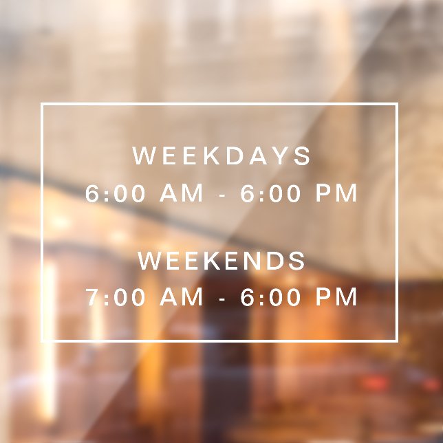 Einfache, saubere Ladenöffnungszeiten Fensteraufkleber (Blatt 2)