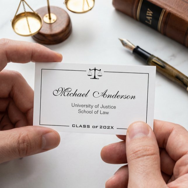 Einfache saubere Schwarz-Weiß-Jura-Schule Telefonnummerkarte (Von Creator hochgeladen)