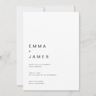 Einfache saubere ultra-minimalistische Hochzeit Einladung