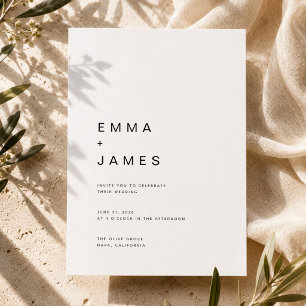 Einfache saubere ultra-minimalistische Hochzeit Einladung