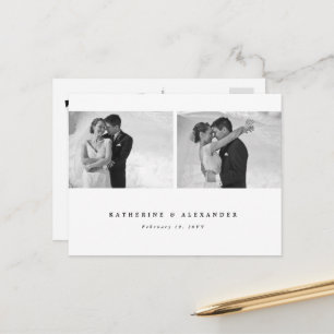 Einfache, saubere, weiße Rahmen Hochzeit Dank Ihne Postkarte