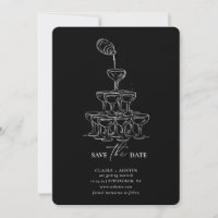 Einfache Save the Date Champagner Tower Card