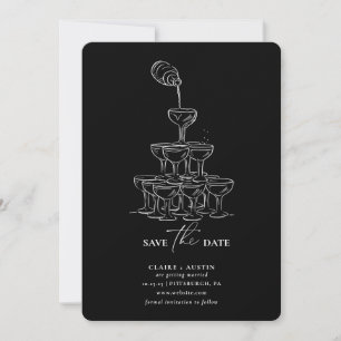 Einfache Save the Date Champagner Tower Card Einladung