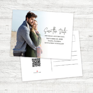 Einfache Save-the-Date-Foto-Hochzeit Ankündigungspostkarte