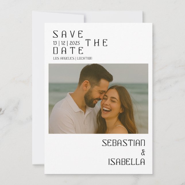 Einfache Save the Date-Karte Save The Date (Vorderseite)