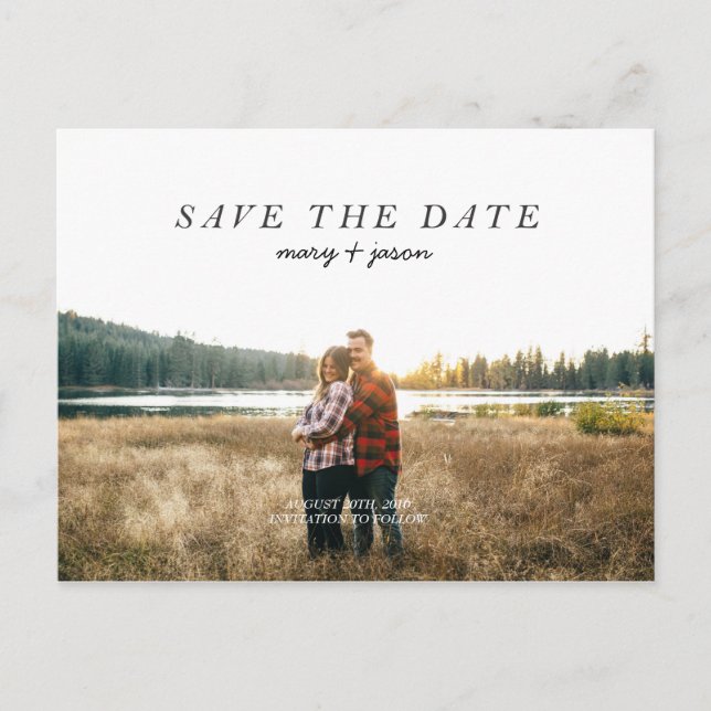 Einfache Save the Date Postkarte (Vorderseite)