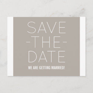 Einfache Save the Date Postkarte, Beige Ankündigungspostkarte