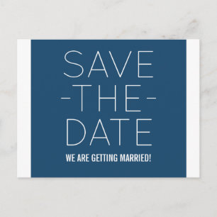 Einfache Save the Date Postkarte, blau Ankündigungspostkarte