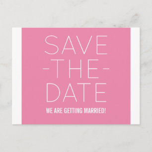Einfache Save the Date Postkarte, rosa Ankündigungspostkarte