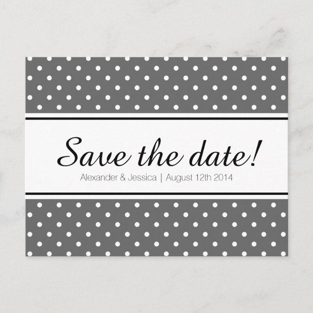 Einfache Save the Date Postkarten | Weißpolka (Vorderseite)