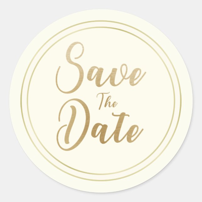 Einfache Save the Date Quote Imitate Goldene Typog Runder Aufkleber (Vorderseite)