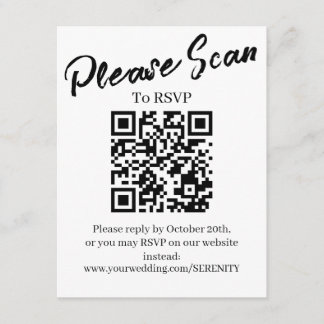 Einfache Scan-to-RSVP-QR-Code-Einlagekarte Begleitkarte