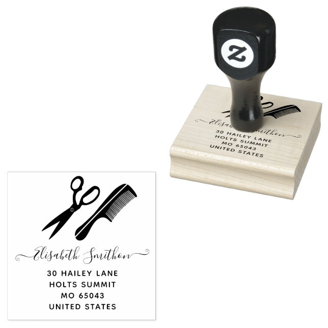 Einfache Schere Friseursalon Beruflich Gummistempel (Stempel)