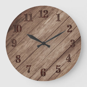 Einfache Scheunen Holz Optik im Landhausstil Große Wanduhr