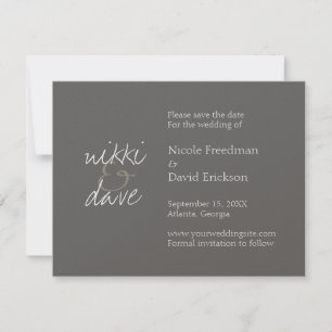 Einfache, schick graue Schimmerheirat Save The Date