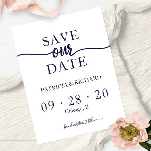 Einfache schicke blaue blaue Hochzeit für die Navy Postkarte