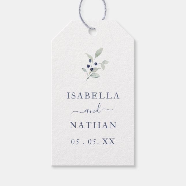 Einfache schicke Botanische Hochzeit der Marine Geschenkanhänger (Vorderseite)