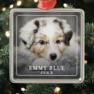 Einfache Schicke Familien-Tier-Foto Ornament Aus Metall