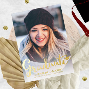 Einfache schicke Schrift Graduation Announcement Folieneinladung