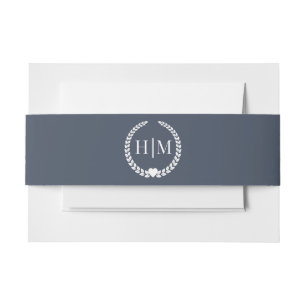 Einfache Schieferblaue Monogramm-Einladung Einladungsbanderole