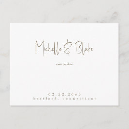 Einfache & schlanke moderne weiße Hochzeit retten  Postkarte