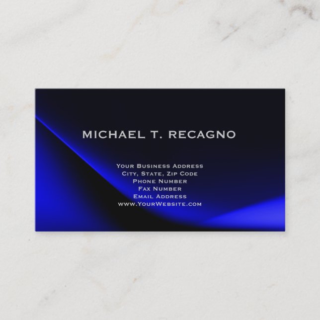 Einfache Schlicht Blue Business Card Visitenkarte (Vorderseite)