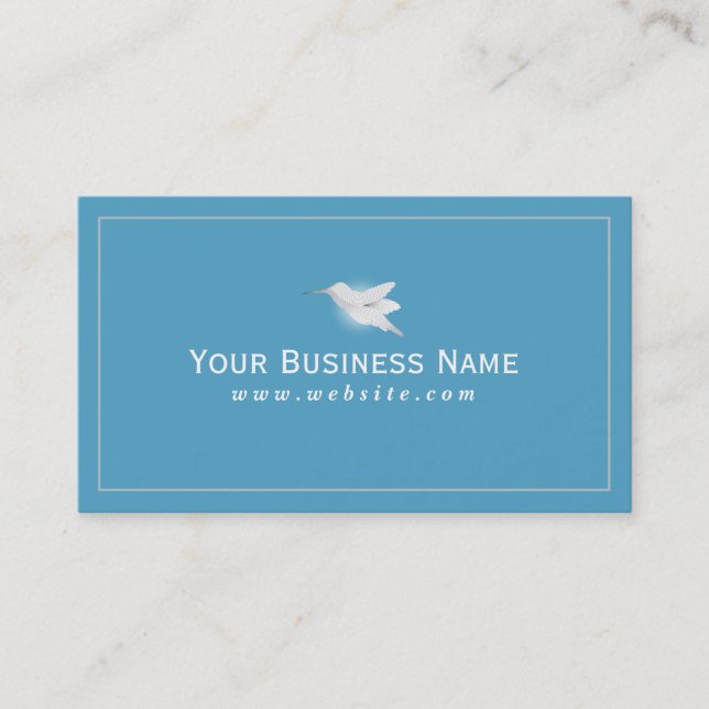 Einfache Schlicht Blue Hummingbird Business Card Visitenkarte (Vorderseite)