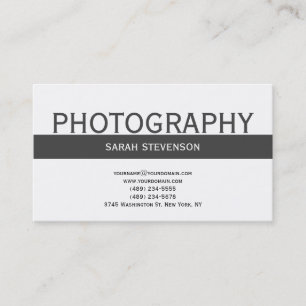 Einfache Schlicht-Grau-White-Fotograf-Visitenkarte Visitenkarte