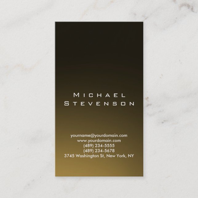 Einfache, Schlichte Gold Look Business Card Visitenkarte (Vorderseite)