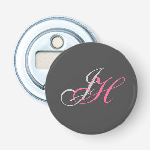 Einfache Schlichte, grau-rosa Monogramm Flaschenöffner