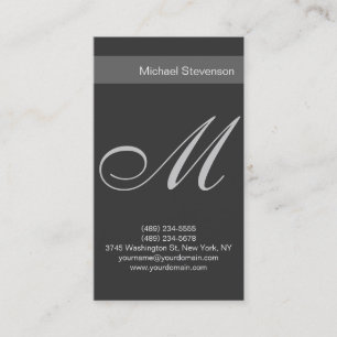 Einfache schlichte graue Schrift Monogramm Visiten Visitenkarte