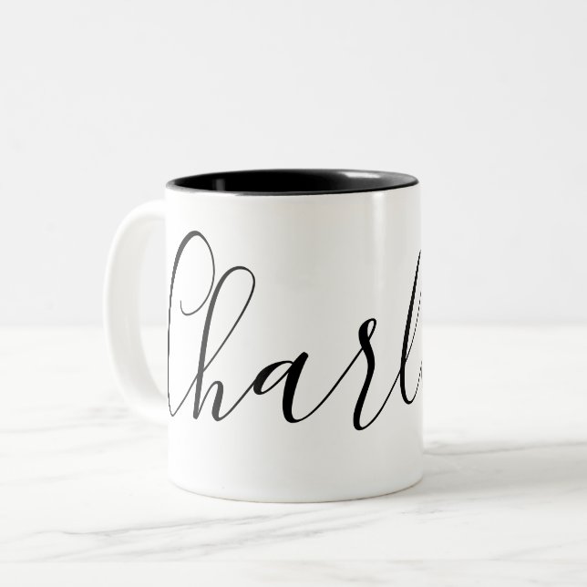 Einfache Schlichte Individuelle Name Charlotte Zweifarbige Tasse (Vorderseite Links)