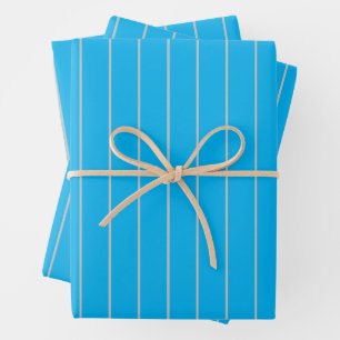 Einfache Schlichte Linien Sky Blue und Grau Muster Geschenkpapier Set