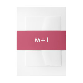 Einfache Schlichte Magenta Monogram Hochzeit Einladungsbanderole
